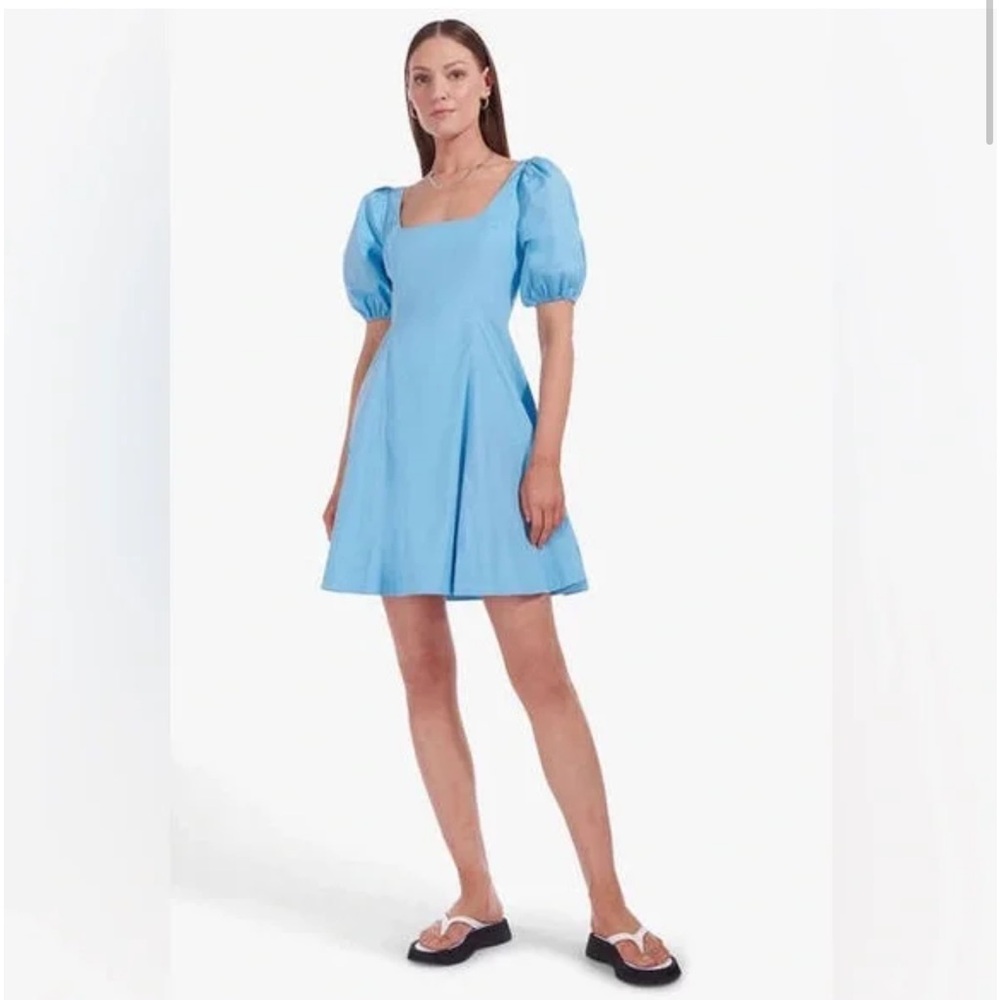 STAUD Angel Falls Blue Short sleeve Princess Seam Laelia Dress Size‎ 2 blue